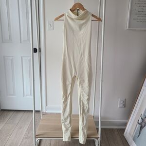 Bumpsuit Cream Sleeveless Maternity Pregnancy Jumpsuit